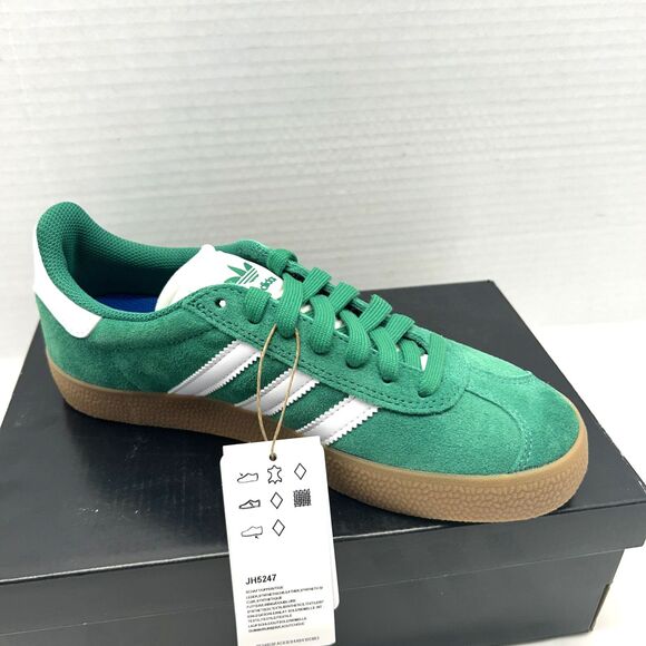 adidas Other - Adidas Gazelle Originals Green Suede White Trim Gum Sole Men 5.5 NEW